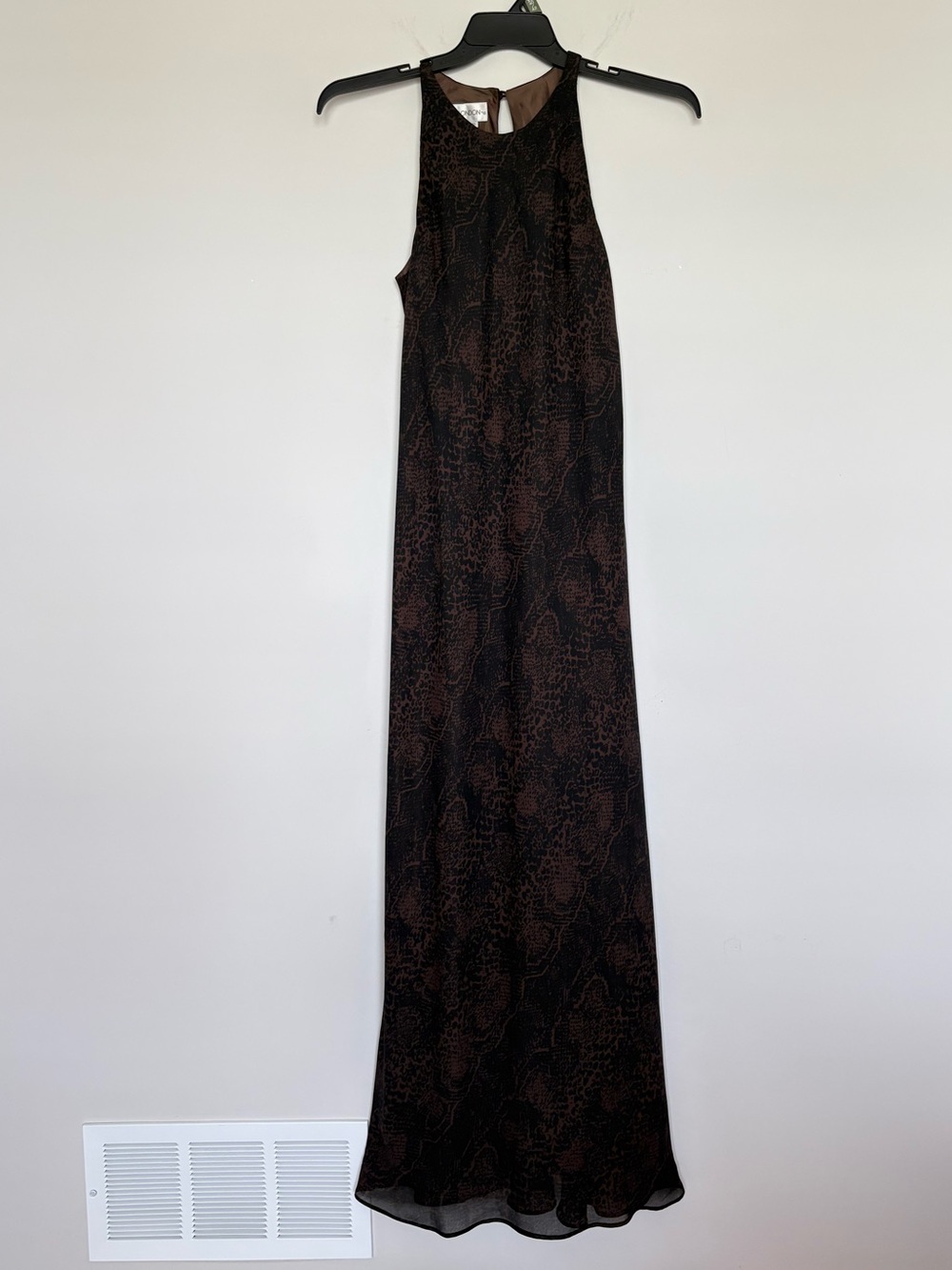 Maggy London Womens Long Black Brown Animal Print Sleeve Chiffon Dress Size 10